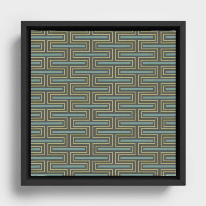Geometric Mid Century Pattern Framed Canvas