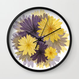 Purple and yellow flowers Wall Clock