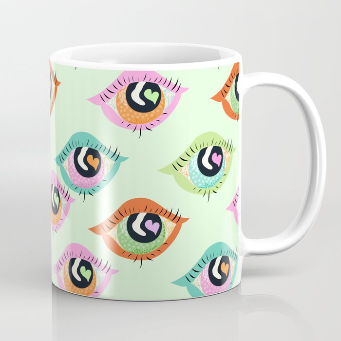 Retro Eyes Green Coffee Mug