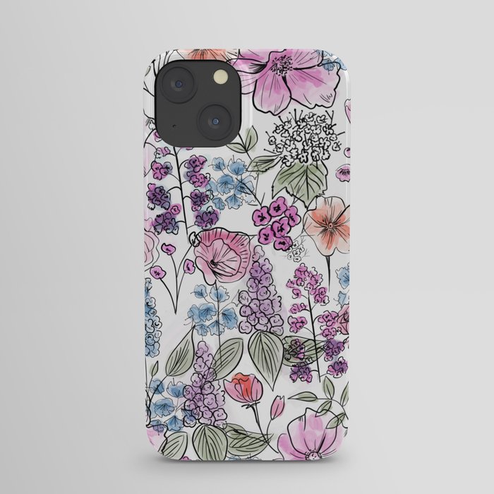 Pink Wild Flowers iPhone Case