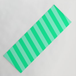 [ Thumbnail: Aquamarine and Green Colored Stripes/Lines Pattern Yoga Mat ]