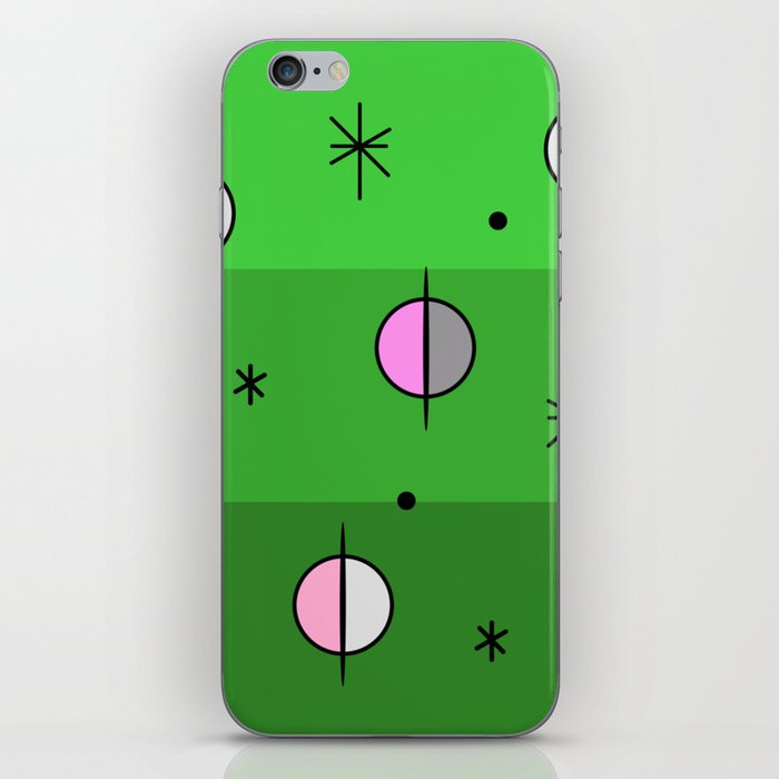 Retro Space Age Planets Stars Green iPhone Skin