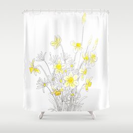 Details about  / Daisy Flower Against Colorful Geometric White Daisy Field Blooms Shower Curtain