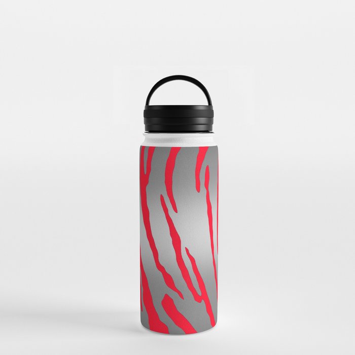 Silver Tiger Stripes Red Water Bottle
