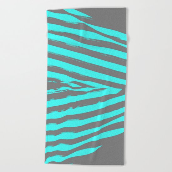 Aqua & Gray Stripes Beach Towel