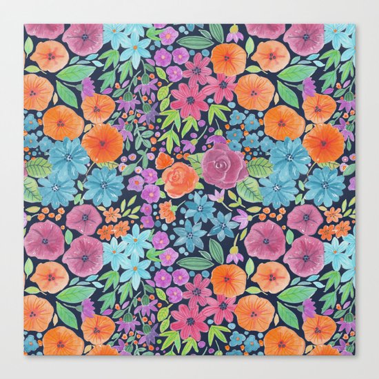 Floral watercolor pattern Canvas Print