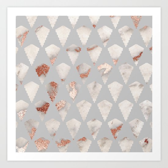 Rose gold marble pattern Art Print
