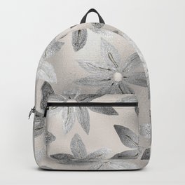 Elegant hand painted silver glitter floral illustration Backpack