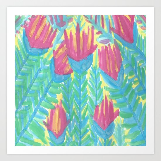 Lotus Garden Abstract Art Print