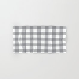 Gray and White Buffalo Plaid Pattern Hand & Bath Towel
