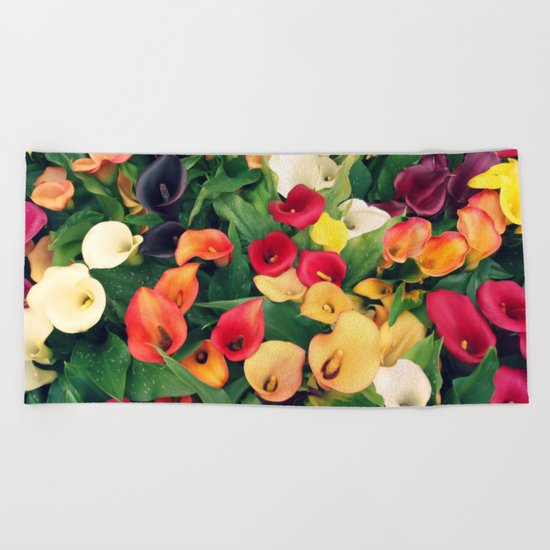 Rainbow Calla lily Beach Towel