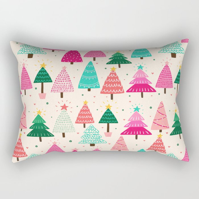 Christmas Trees - Pink and Cream Palette | Palette Rectangular Pillow