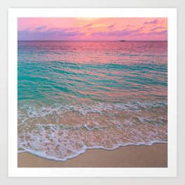 Aerial Photography Sunset Relaxing, Peaceful, Ocean Coastline Seashore Art Print