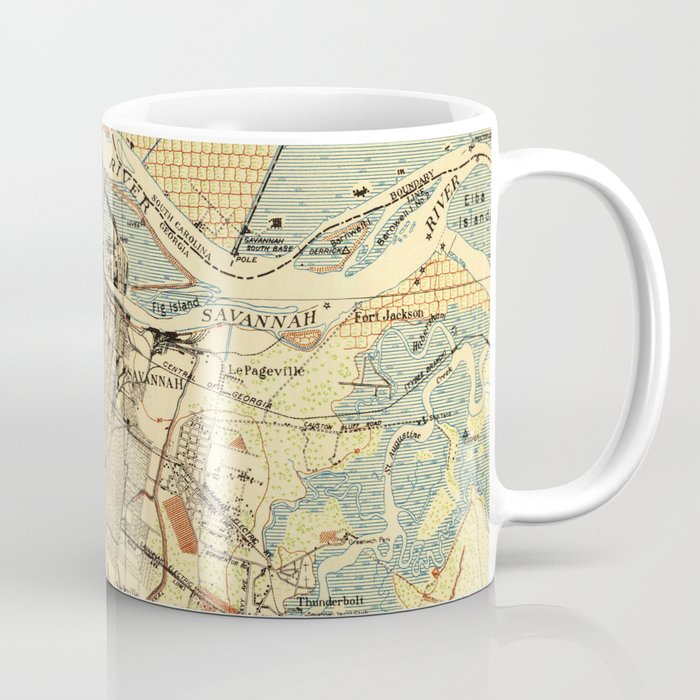 Vintage Map Of Savannah Georgia 1942 Coffee Mug By Bravuramedia Society6