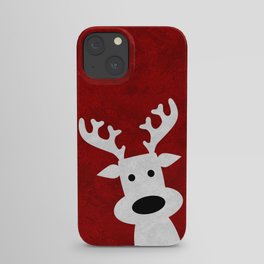 Christmas reindeer red marble iPhone Case