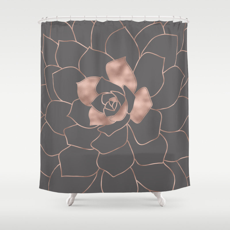 Effect Flower Shower Curtain By Art, Pink And Gray Flower Shower Curtain
