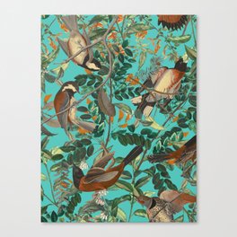 Birds and Floral Pattern Canvas Print