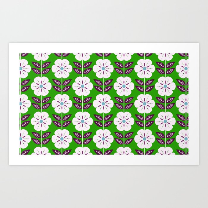 Mod Scandinavian flower pattern Art Print