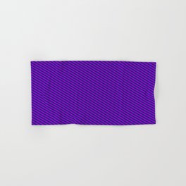 [ Thumbnail: Dark Violet and Midnight Blue Colored Striped Pattern Hand & Bath Towel ]