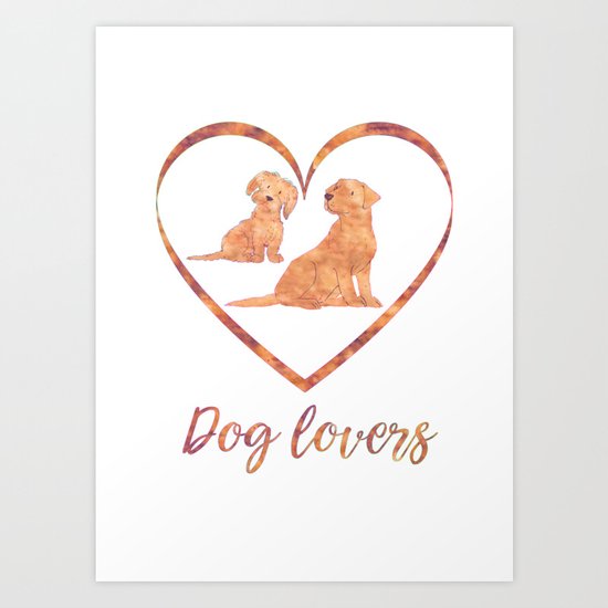 Abstract Amber Watercolor Painting Dog Lovers Typography Art Print