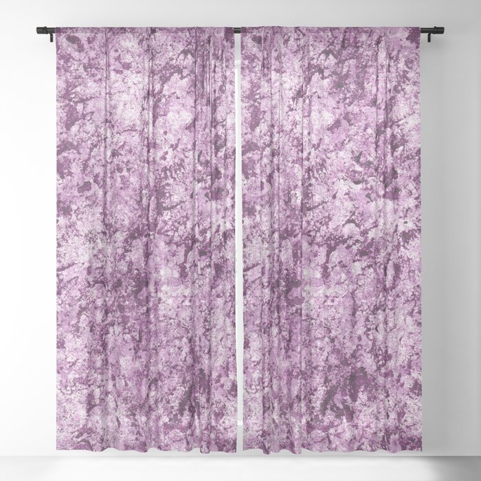 Purple Lavender White Sponge Painting Sheer Curtain