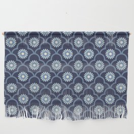 Ethnic Ogee Floral Pattern Blue Wall Hanging