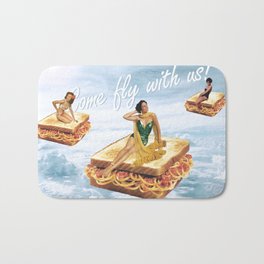 Sandwich Airlines - Come fly with us! Bath Mat | Sandwich, Fly, Pizza, Collage, Psychedelic, High, Carbs, Crew, Foodie, Trippy 