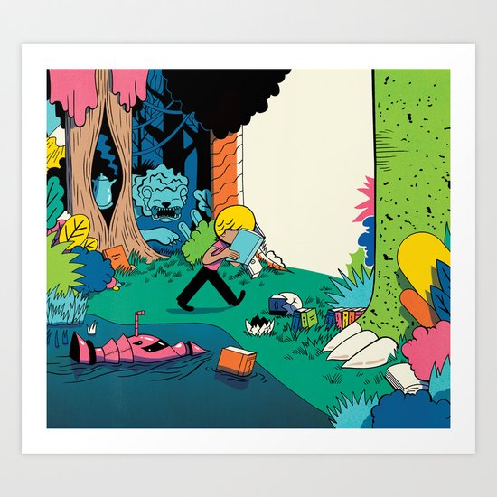 Getting into a Good Book Art Print
