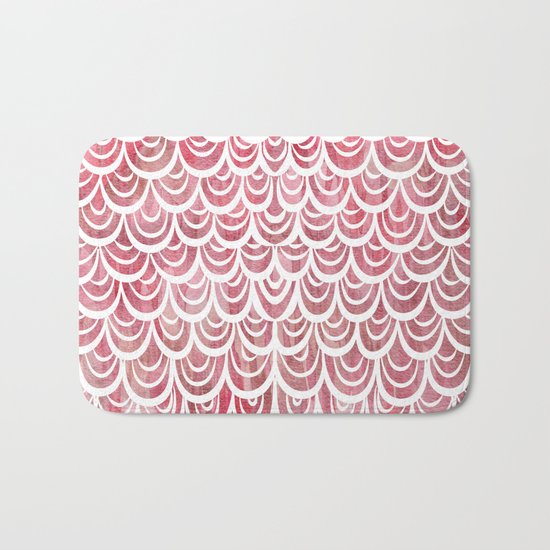 Watercolor Mermaid Rosy Garnet Bath Mat