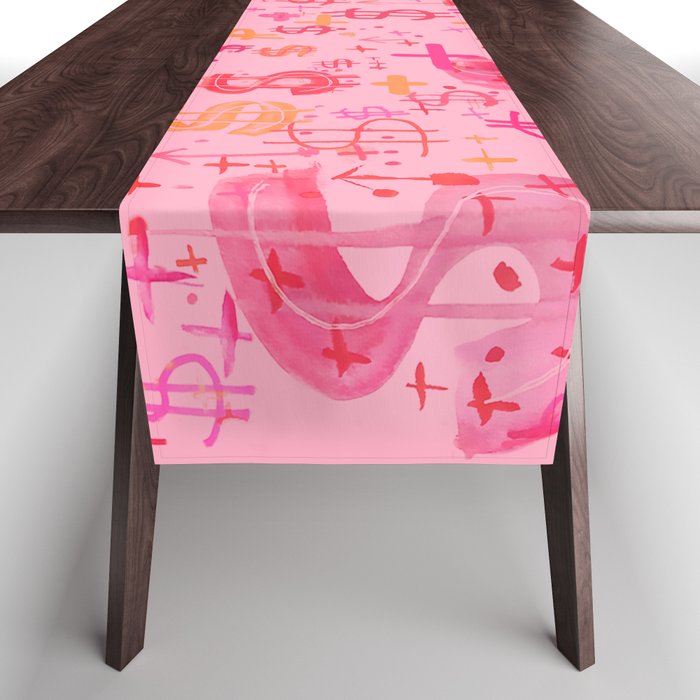 Pink Dollar Signs Table Runner