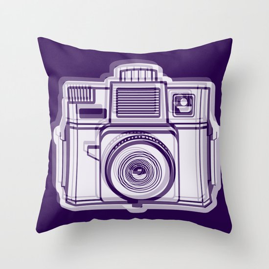 I Still Shoot Film Holga Logo - Reversed Deep Purple Throw Pillow