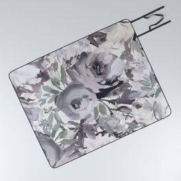 Botanical mint green ivory lavender gray acrylic paint floral Picnic Blanket