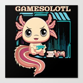 Gamer Game Gaming Axolotl Cute Fish Kawaii Axolotl Canvas Print