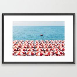 Red Umbrellas in Italy Framed Art Print