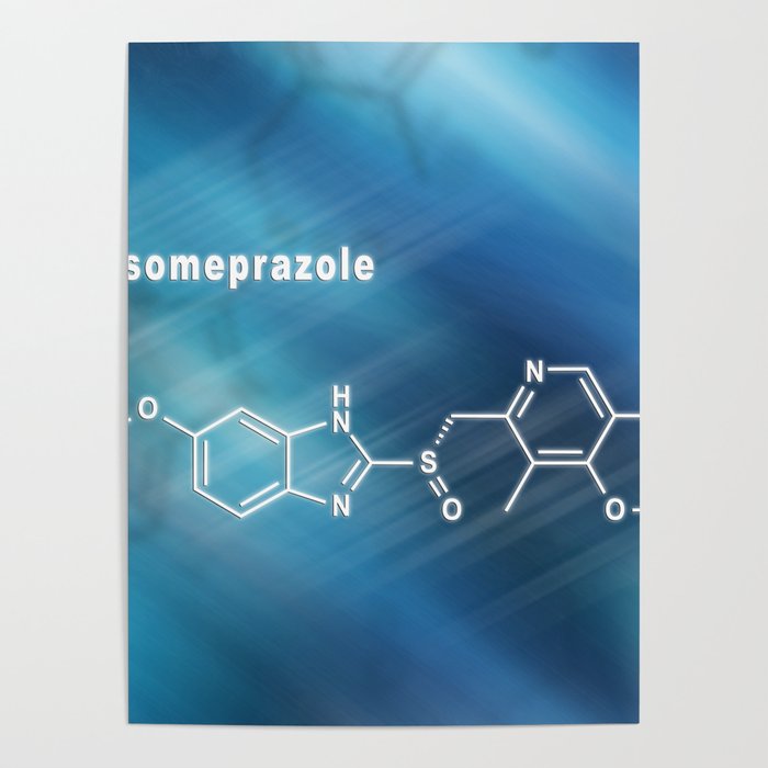 Esomeprazole, reduces stomach acid Structural chemical formula Poster