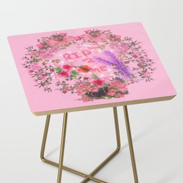 RIP 2 ME - Glitchy Floral Wreath Drawing Side Table
