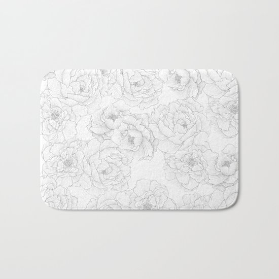 Peony Flower Pattern Bath Mat