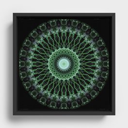 Malachite green mandala Framed Canvas