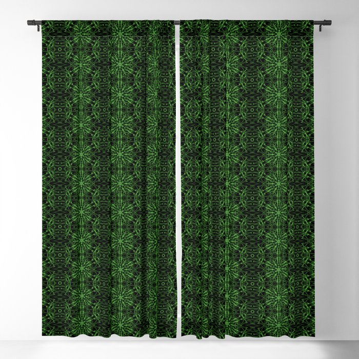 Liquid Light Series 11 ~ Green Abstract Fractal Pattern Blackout Curtain