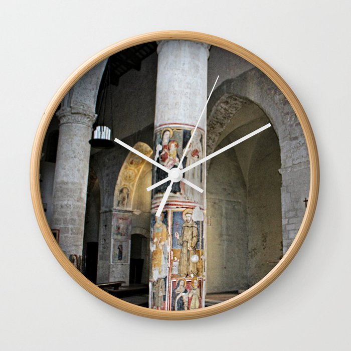 Religious Medieval Paintings, Saint Francis Church, Narni, Italy Wall Clock