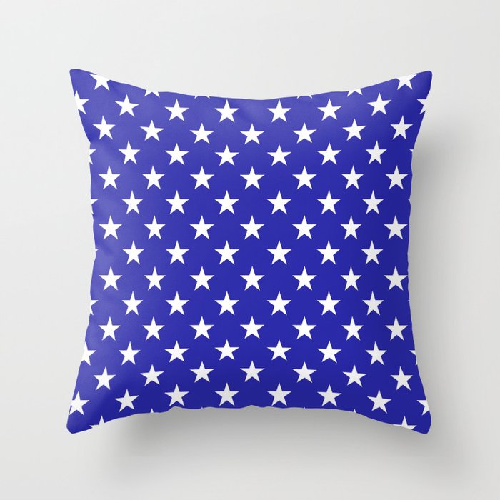 Stars (White & Navy Blue Pattern) Throw Pillow