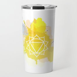 Manipura chakra Meditation aura and fifth of the seven chakras symbol Travel Mug