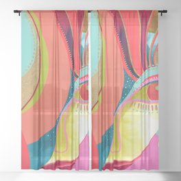 Abstract Woman | Cubist Painting | Colorful Cubism Femine Art Sheer Curtain