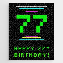 [ Thumbnail: 77th Birthday - Nerdy Geeky Pixelated 8-Bit Computing Graphics Inspired Look Jigsaw Puzzle ]