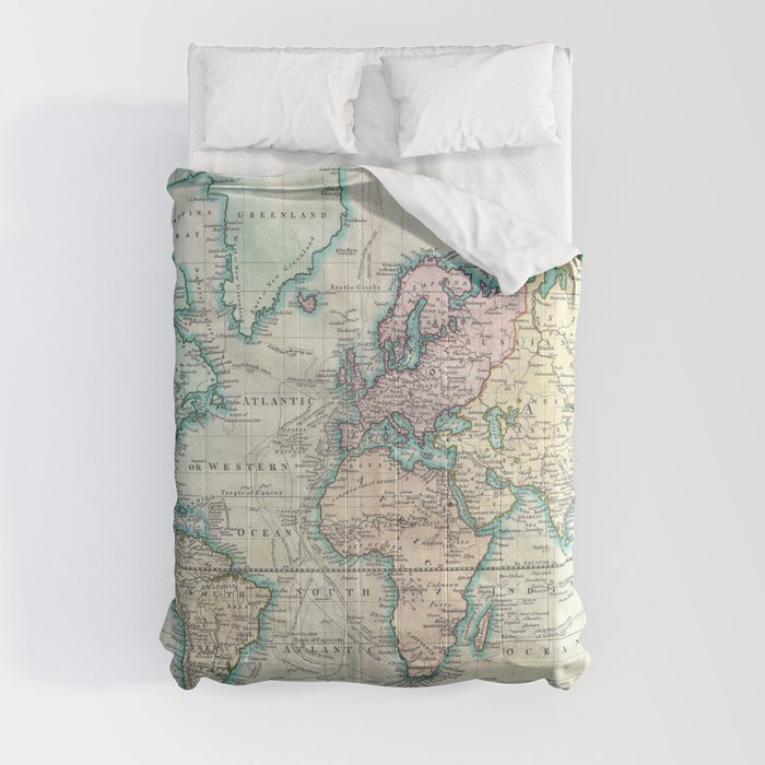 Vintage Map of The World (1801) Comforter