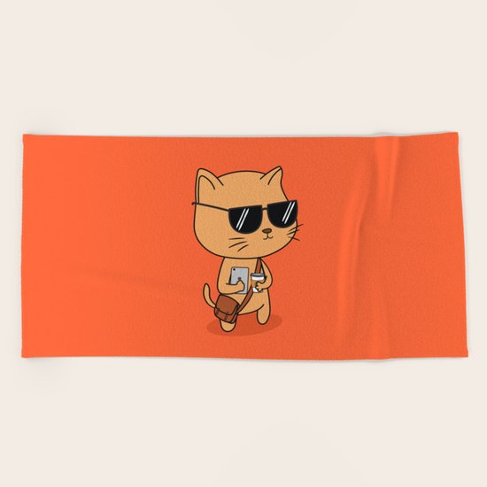 Hipster Cat Beach Towel