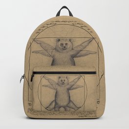The Vitruvian Bear Backpack | Leonardo, Ursus, Wildlife, Grizzly, Kids, Funny, Retro, Typography, Vitruvian, Animal 