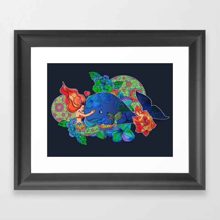 The Mermaid and the Whale Framed Art Print