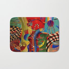 Red green transcendental abstraction Bath Mat | Green, Transcendental, Abstraction, Andreilozovoy, Digital, Painting, Red 