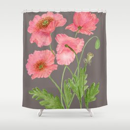 Coral poppies Shower Curtain